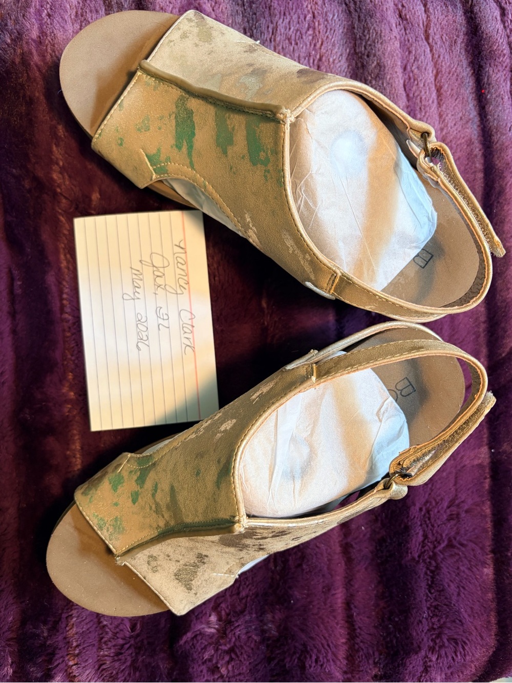 Corkys Tan Wedge Slingback with Green Accent